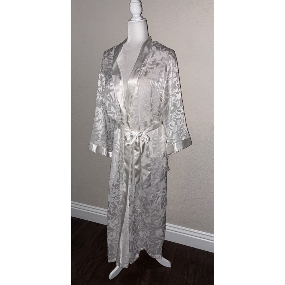 Oscar De La Renta Pink Label Sheer Peignoir Robe M White Flocked Nordstrom New